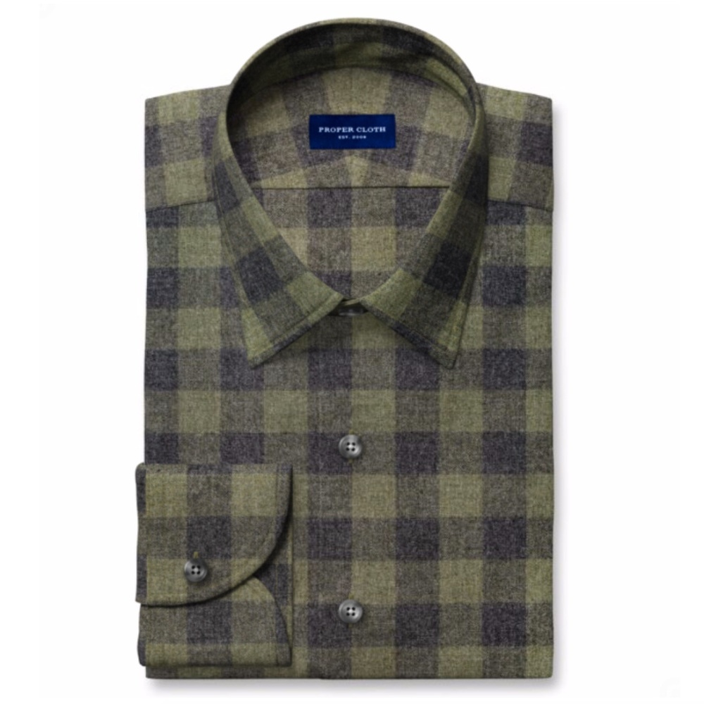 Proper Cloth Custom Melange Gingham Long Sleeve Flannel Button Down Shirt